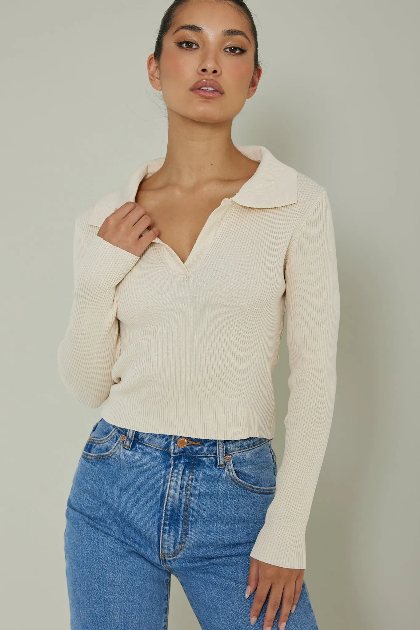 Lake Days Collared Knit Top Cream sold by Selfie Leslie product image thumbnail 5
