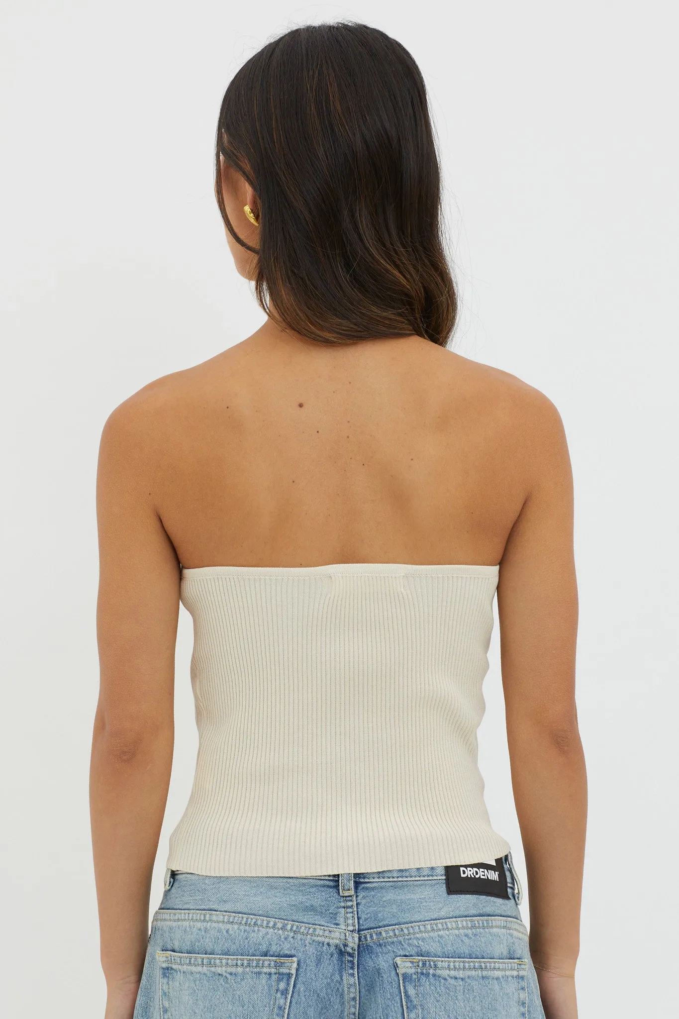 Flora Strapless Knit Top Cream sold by Selfie Leslie product image thumbnail 2