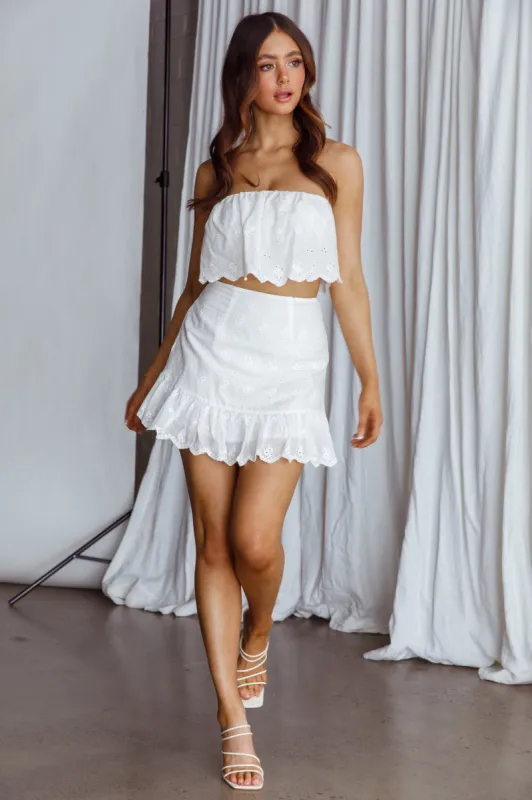 Kyla Scalloped Hem Mini Skirt White sold by Selfie Leslie
