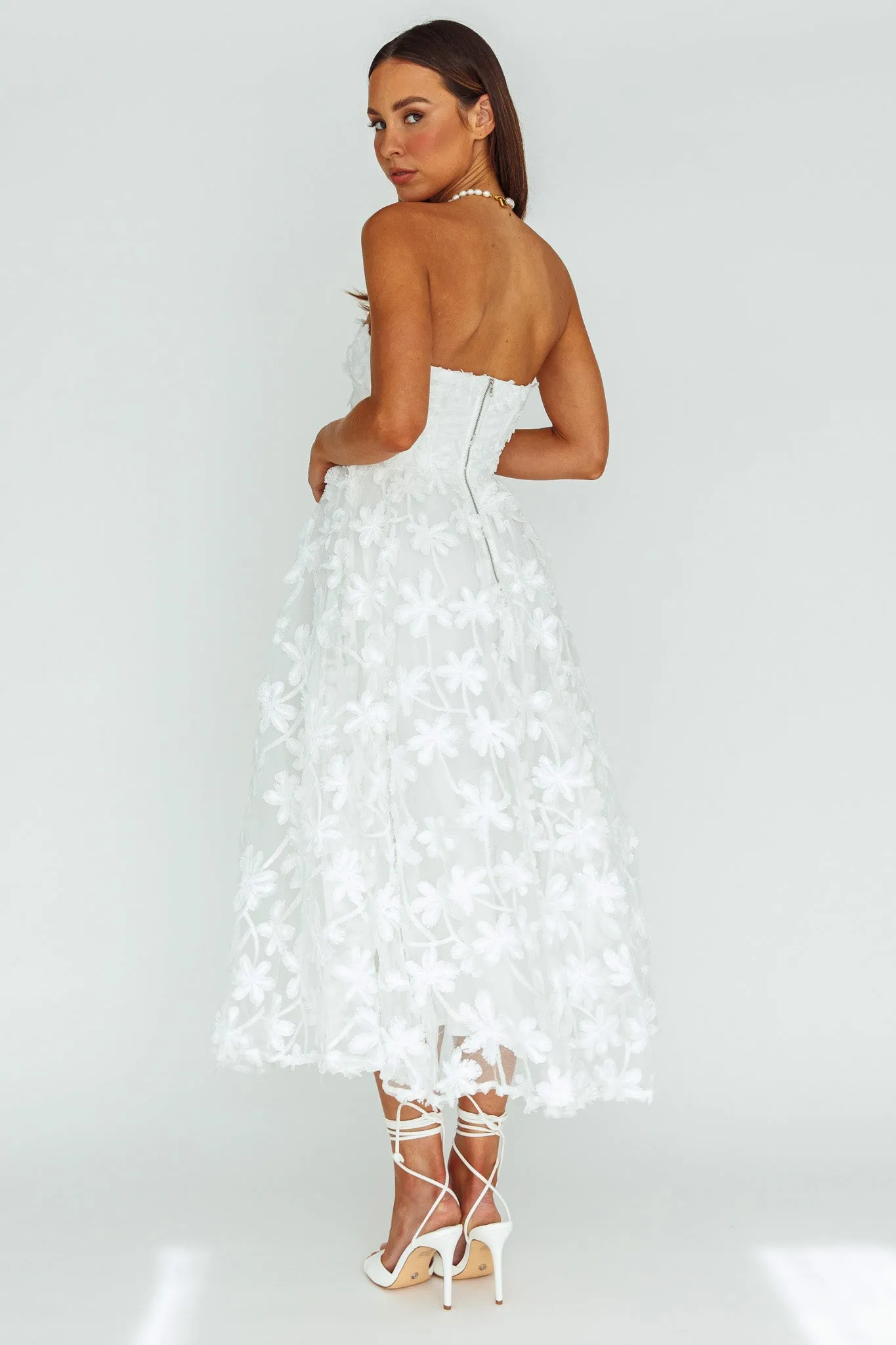 Dori Floral Embellished Midi Dress White sold by Selfie Leslie product image thumbnail 2