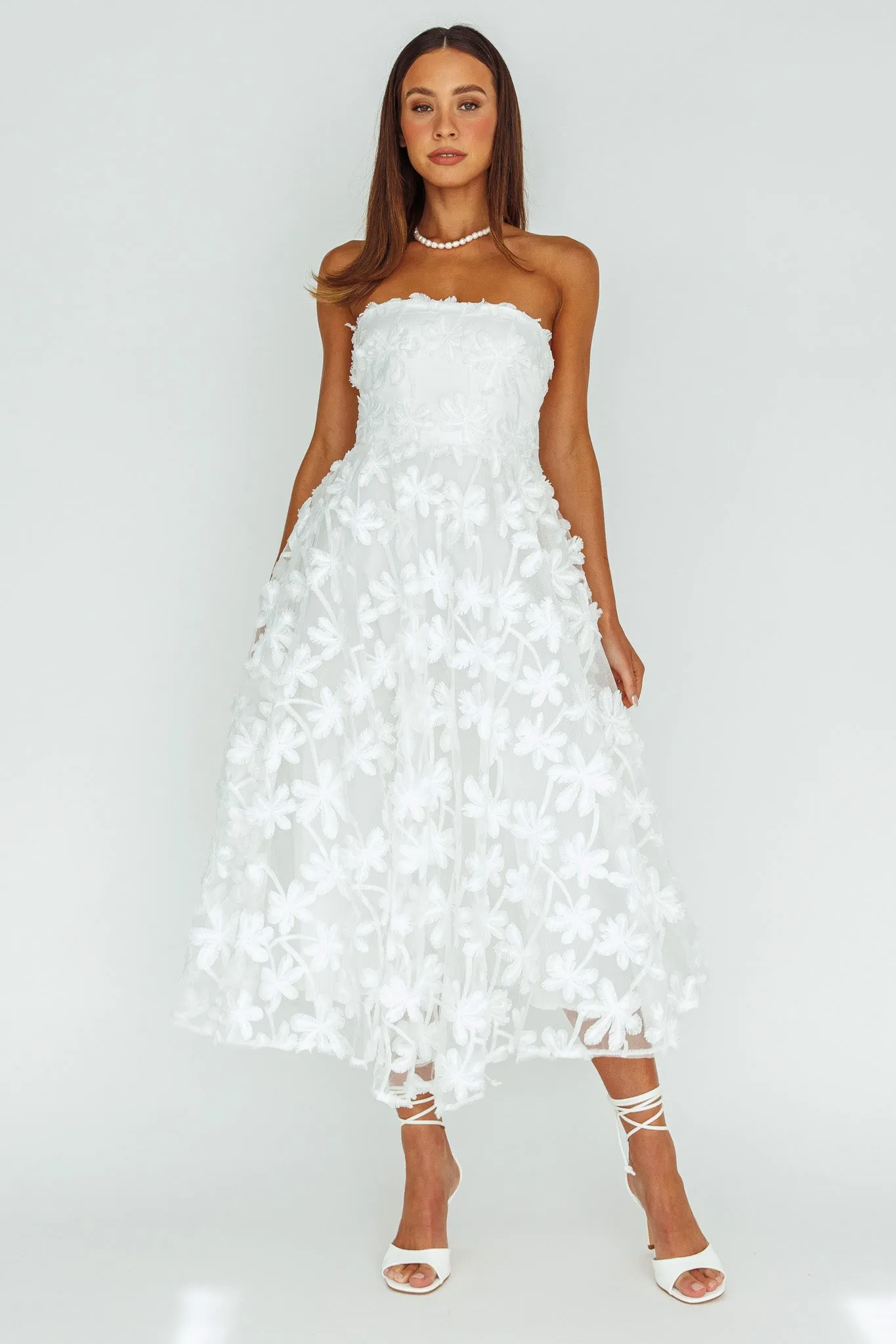 Dori Floral Embellished Midi Dress White sold by Selfie Leslie product image thumbnail 3