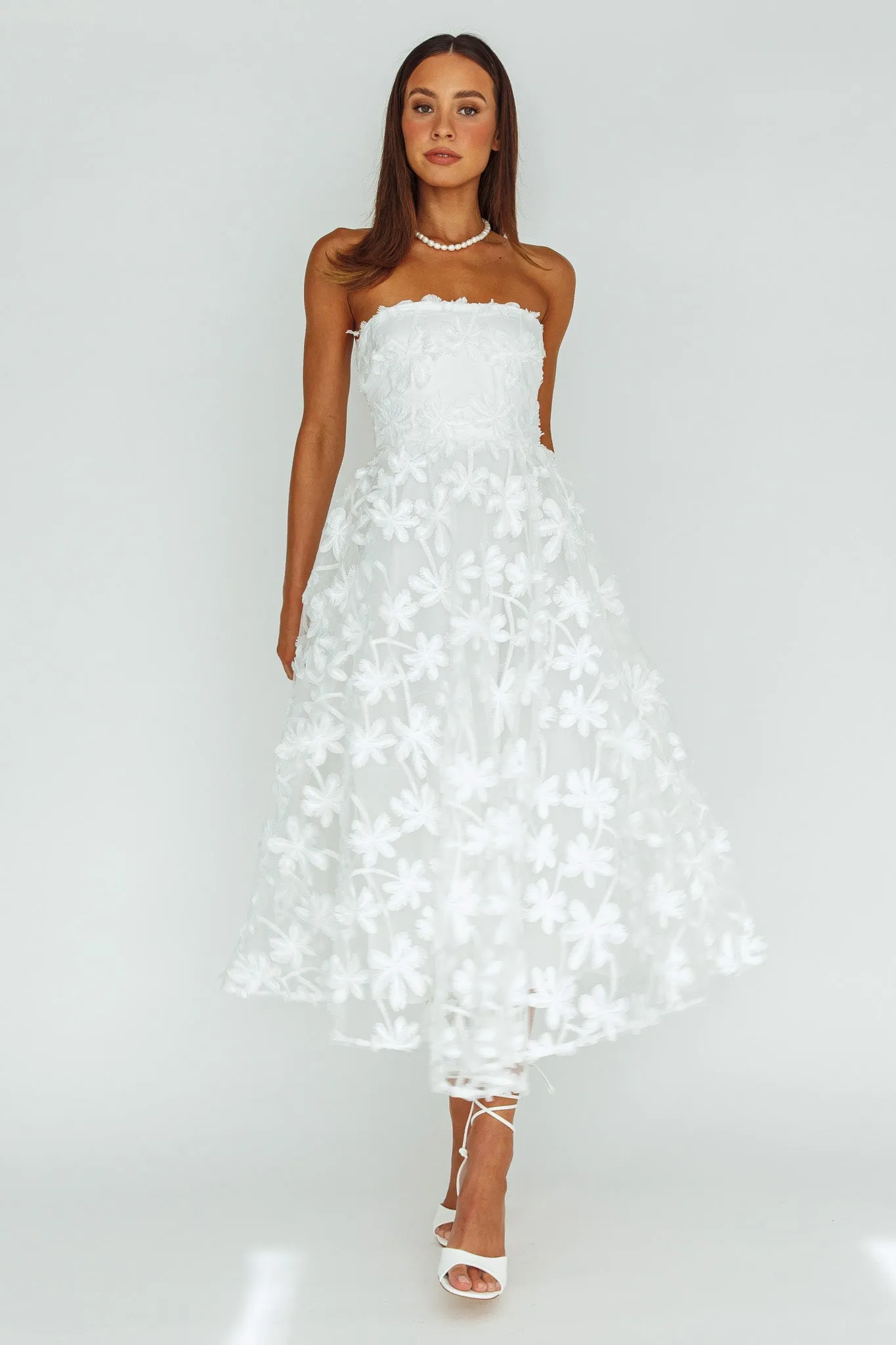 Dori Floral Embellished Midi Dress White sold by Selfie Leslie product image thumbnail 5