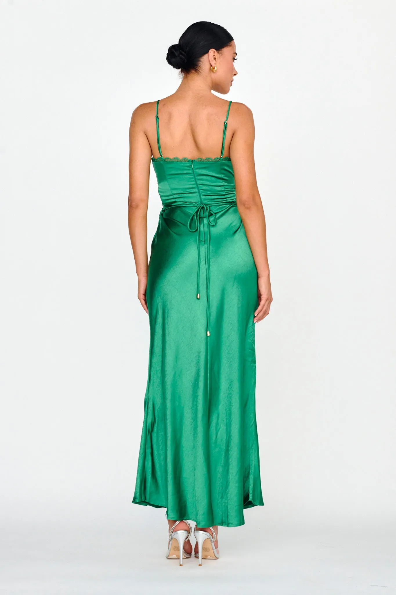 Silver Lining String Tie Waist Dress Forest Green sold by Selfie Leslie product image thumbnail 2