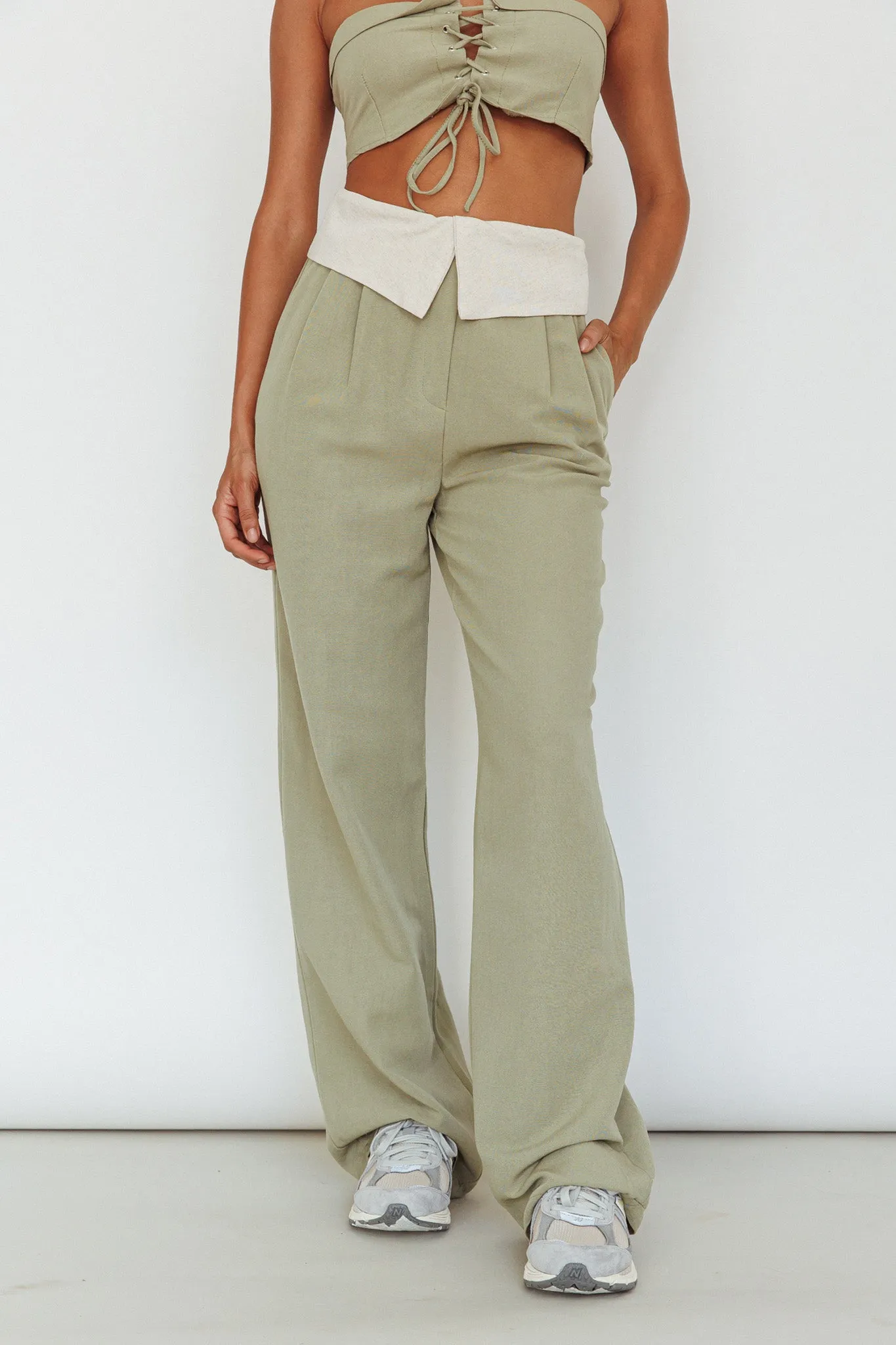 East Village Foldover Pants Sage sold by Selfie Leslie product image thumbnail 4