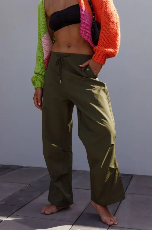 Starting Line Low Rise Wide Leg Pants Olive sold by Selfie Leslie