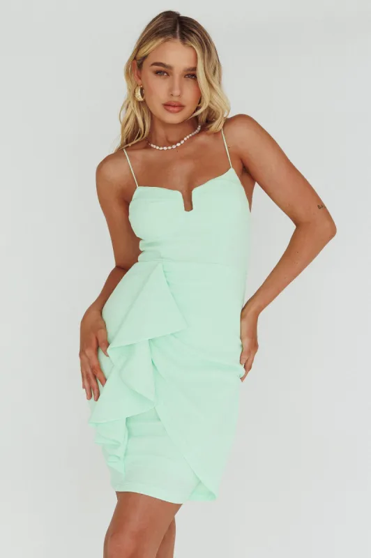Sweet Embrace Structured Bodice Ruffle Dress Mint sold by Selfie Leslie