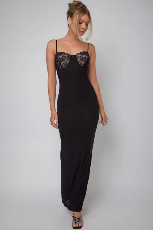 Ora Lace Bust Bodycon Maxi Dress Black sold by Selfie Leslie