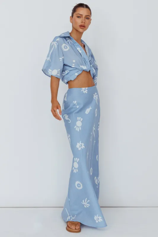 Light Aura Maxi Skirt Print Blue White sold by Selfie Leslie