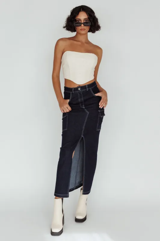 Mercury Retrograde Pocket Midi Skirt Indigo sold by Selfie Leslie