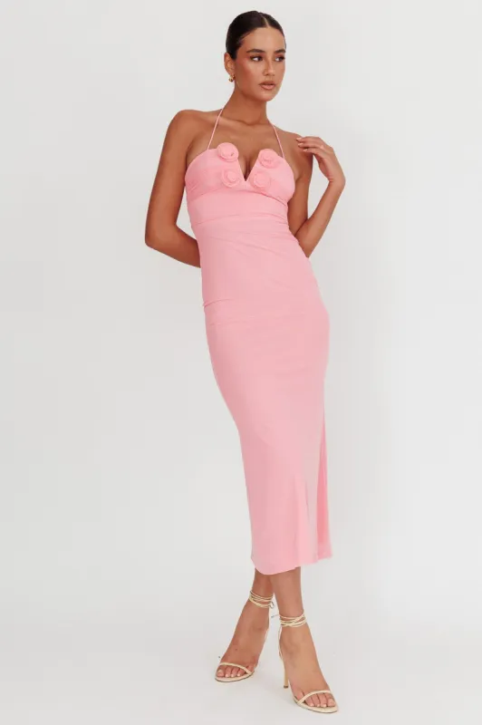 Elderberry Bodycon Halter Neck Midi Dress Pink sold by Selfie Leslie