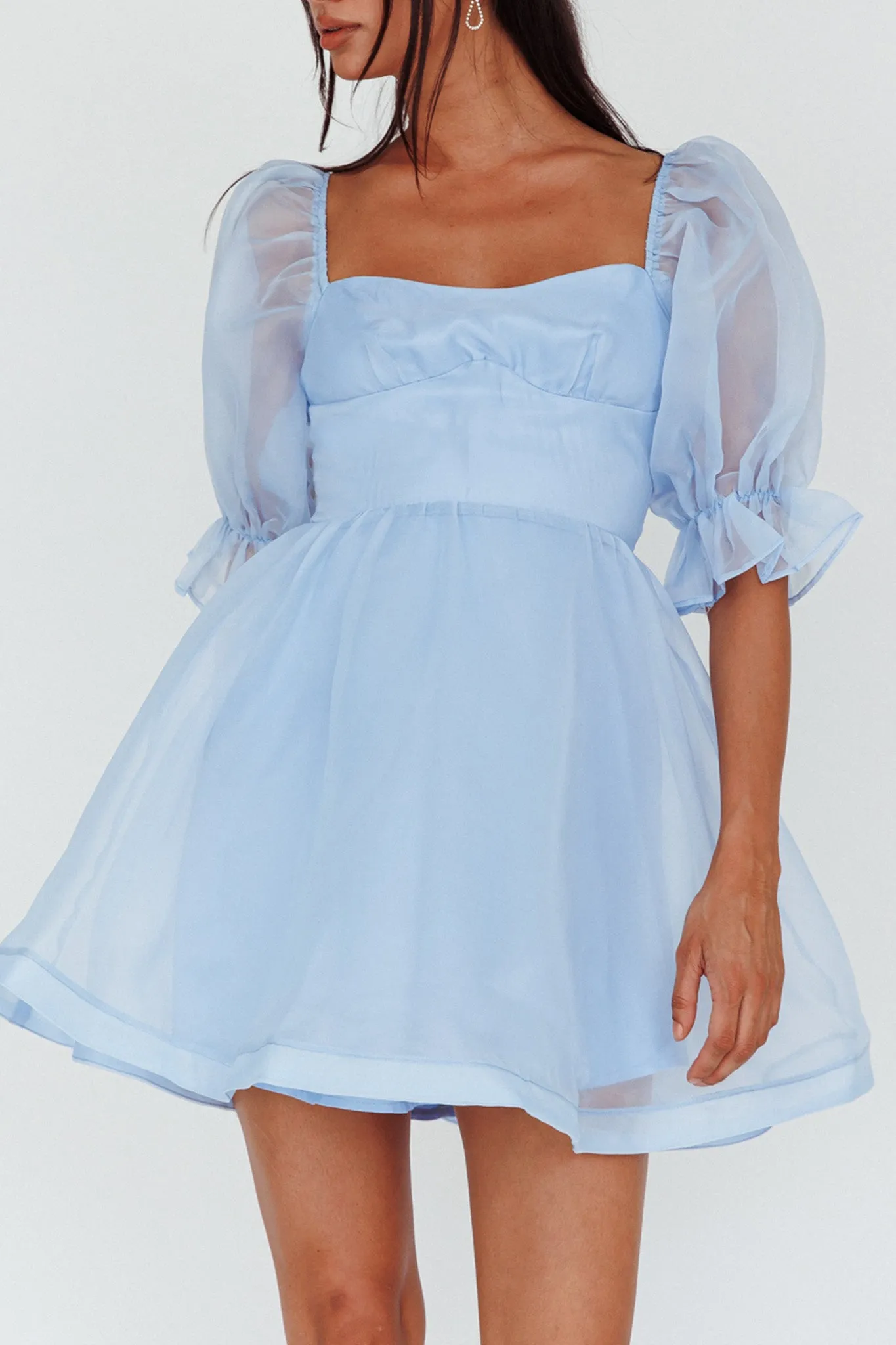 I've Got Sunshine Puff Sleeve Mini Dress Sky Blue sold by Selfie Leslie product image thumbnail 4