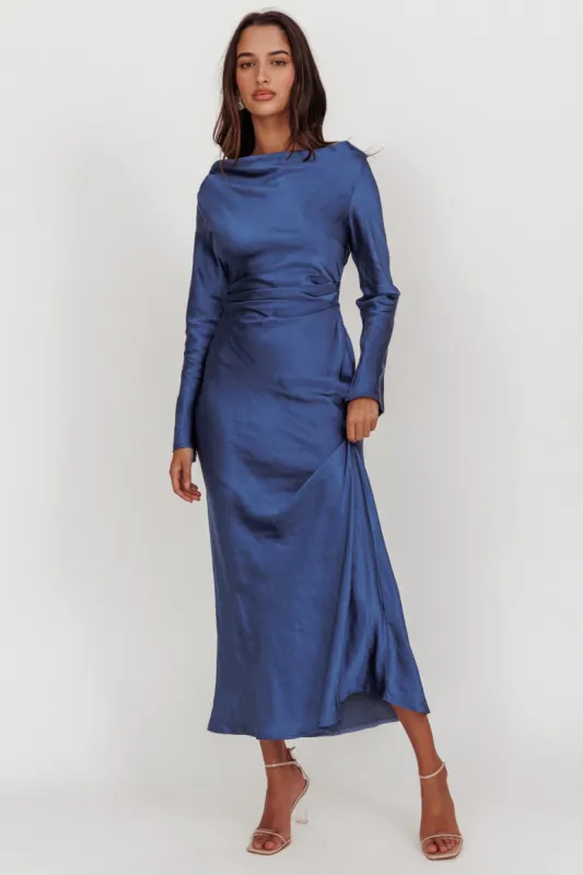 Loveland Cowl Back Midi Dress Navy sold by Selfie Leslie