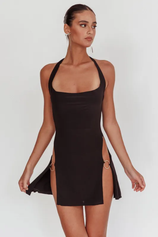 Perfect Storm O-Ring Halter Dress Black sold by Selfie Leslie