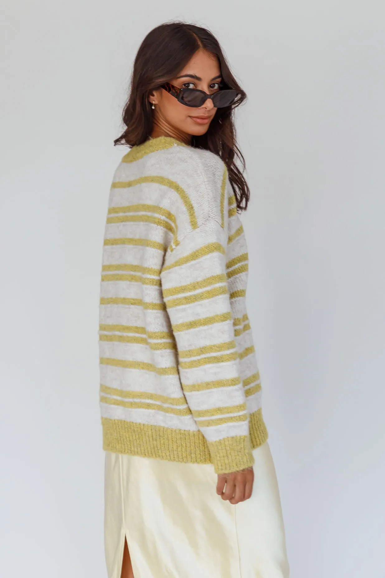 Jona Relaxed Knit Sweater Striped Beige sold by Selfie Leslie product image thumbnail 2