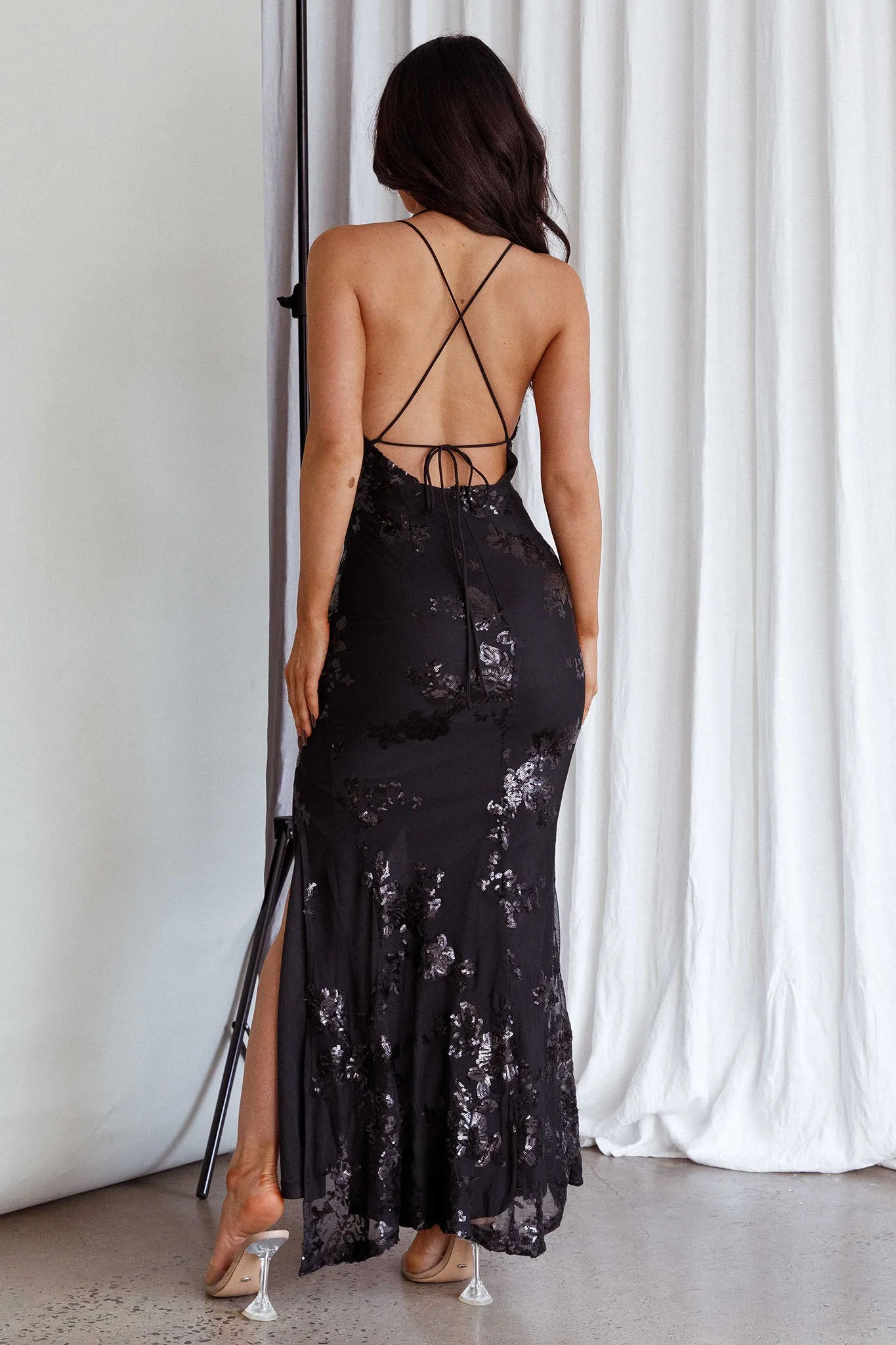 Haylan Sequin Backless Midi Dress Black sold by Selfie Leslie product image thumbnail 2