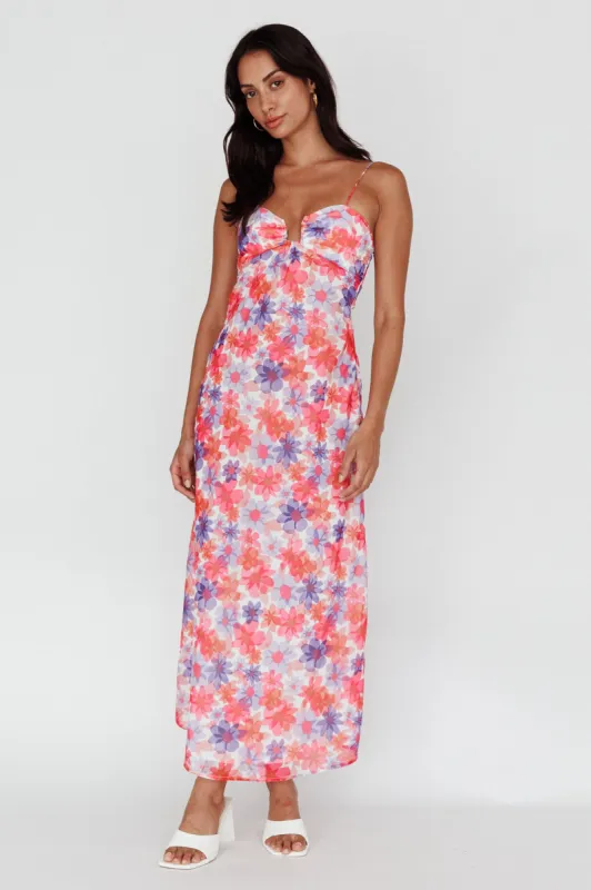 Arika Twist Back Midi Dress Floral Red sold by Selfie Leslie