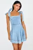 Jeanie Bow Shoulder Mini Dress Denim sold by Selfie Leslie