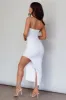 Paradiso Strapless Side Split Midi Dress White sold by Selfie Leslie