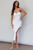 Paradiso Strapless Side Split Midi Dress White sold by Selfie Leslie