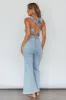 Nola Flared Ruffle Jumpsuit Blue sold by Selfie Leslie