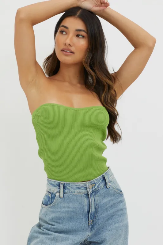 Flora Strapless Knit Top Green sold by Selfie Leslie