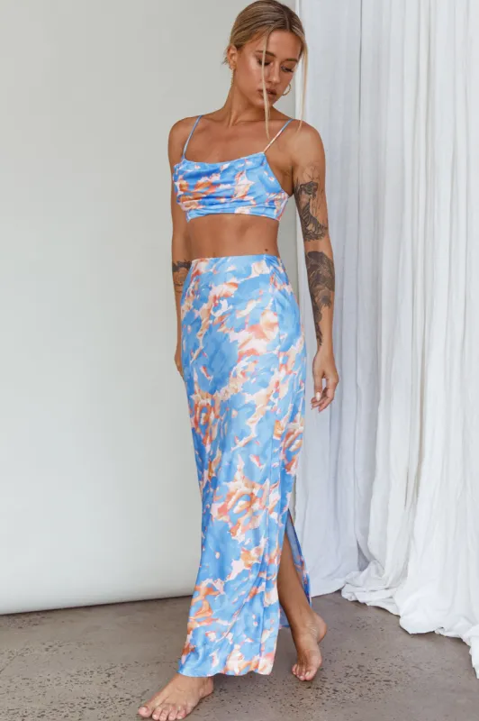 Well Versed Maxi Skirt Abstract Blue sold by Selfie Leslie