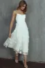 Floating By Pleated Neckline Mesh Midi Dress Embellished White sold by Selfie Leslie