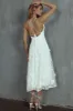 Floating By Pleated Neckline Mesh Midi Dress Embellished White sold by Selfie Leslie