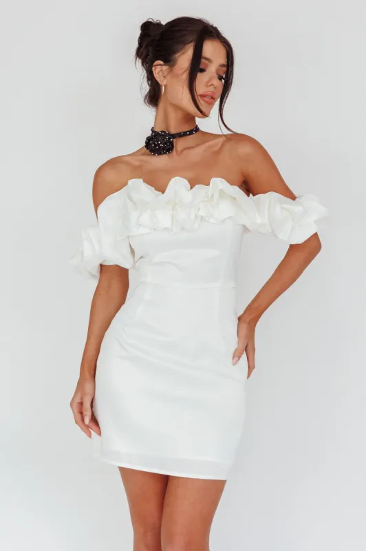La Palma Off-Shoulder Mini Dress Off White sold by Selfie Leslie