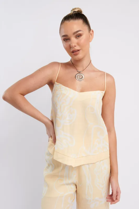 Oceania Cami Strap Top Print Yellow sold by Selfie Leslie