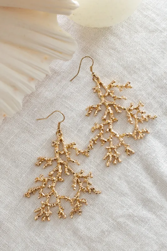 Orli Coral Design Earrings Gold sold by Selfie Leslie