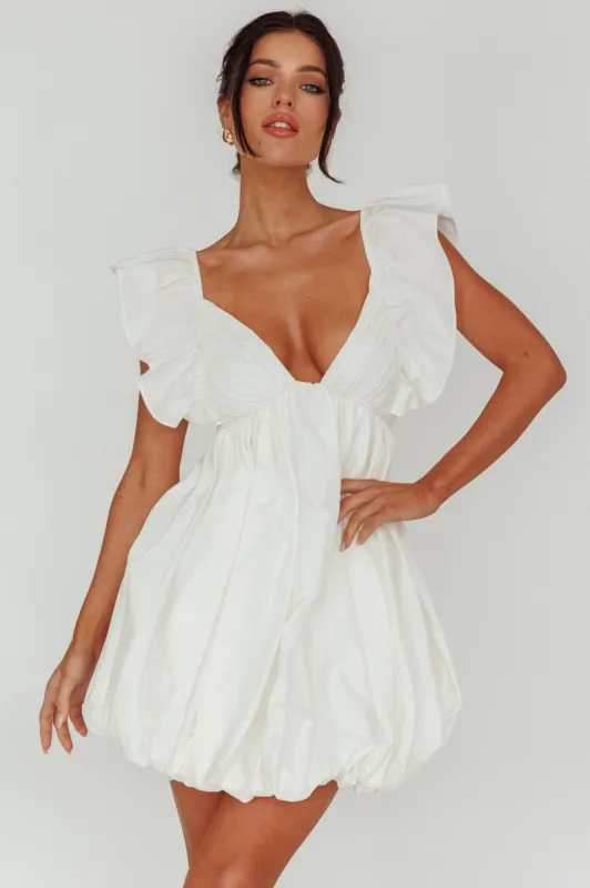 Horoscope Bubble Hem Mini Dress Ivory sold by Selfie Leslie