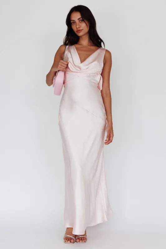 Cassiopeia Open Back String Tie Maxi Dress Powder Pink sold by Selfie Leslie