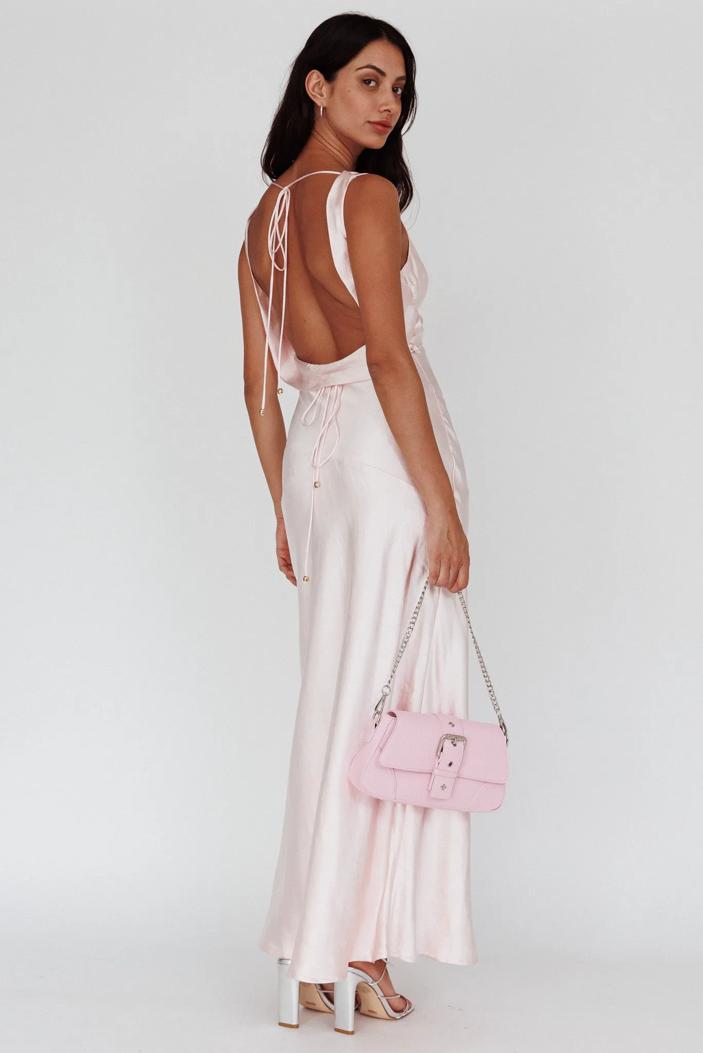 Cassiopeia Open Back String Tie Maxi Dress Powder Pink sold by Selfie Leslie product image thumbnail 2