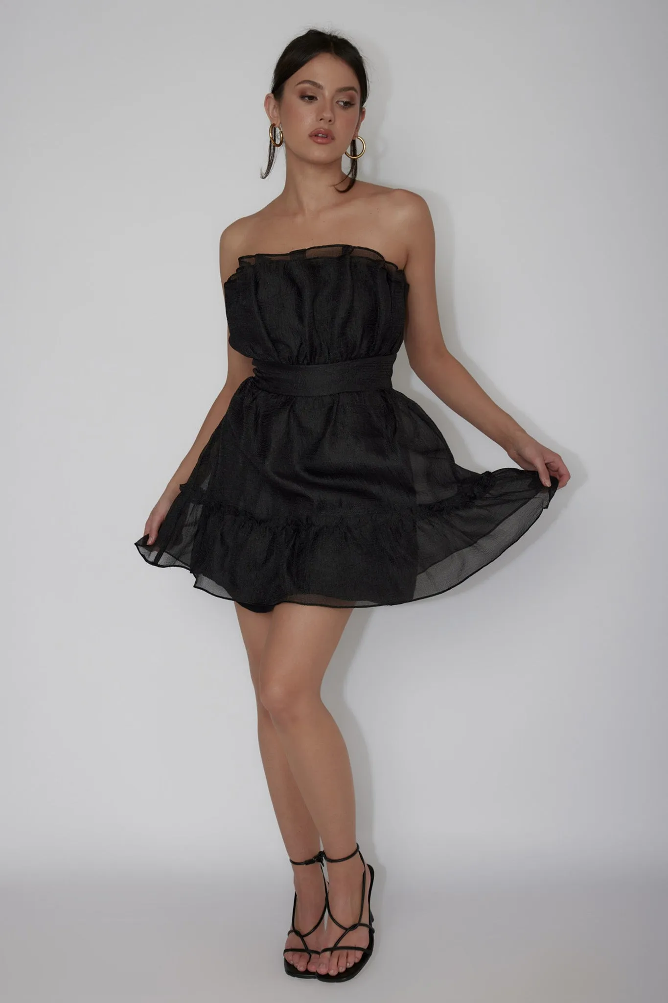 Marisela Strapless Frill Hem Mini Dress Black sold by Selfie Leslie product image thumbnail 3