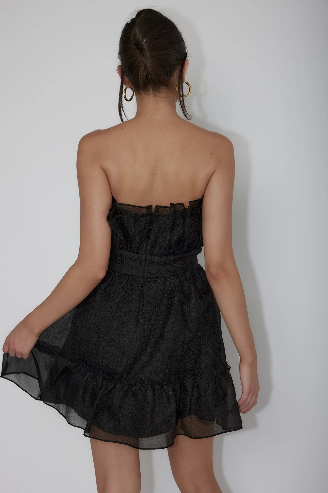 Marisela Strapless Frill Hem Mini Dress Black sold by Selfie Leslie product image thumbnail 2