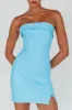 Jordi Foldover Neckline Mini Dress Aqua Blue sold by Selfie Leslie