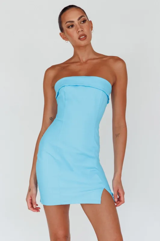 Jordi Foldover Neckline Mini Dress Aqua Blue sold by Selfie Leslie