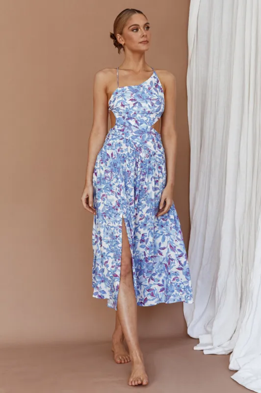 Destination Open Back Midi Dress Floral Blue sold by Selfie Leslie