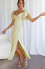 Park Avenue Flutter Sleeve Side Split Midi Dress Matcha sold by Selfie Leslie