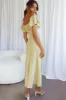 Park Avenue Flutter Sleeve Side Split Midi Dress Matcha sold by Selfie Leslie