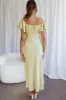 Park Avenue Flutter Sleeve Side Split Midi Dress Matcha sold by Selfie Leslie