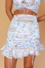 Azure Sky Ruched Mini Skirt Printed Blue sold by Selfie Leslie