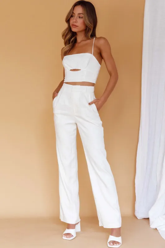Lyrics Straight Leg Pants White sold by Selfie Leslie