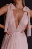 Kathryn Tied Shoulder Mesh Midi Dress Blush sold by Selfie Leslie