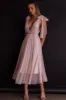 Kathryn Tied Shoulder Mesh Midi Dress Blush sold by Selfie Leslie