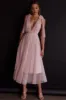 Kathryn Tied Shoulder Mesh Midi Dress Blush sold by Selfie Leslie