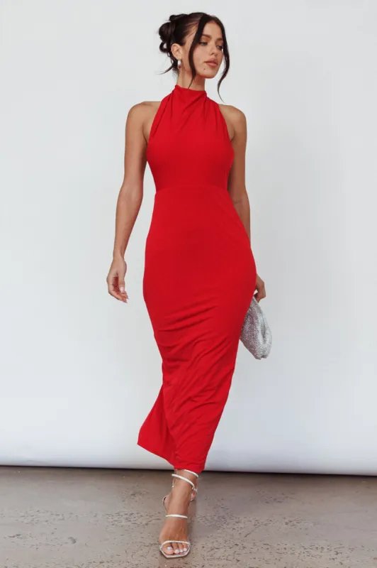 Caden Backless Halterneck Dress Red sold by Selfie Leslie
