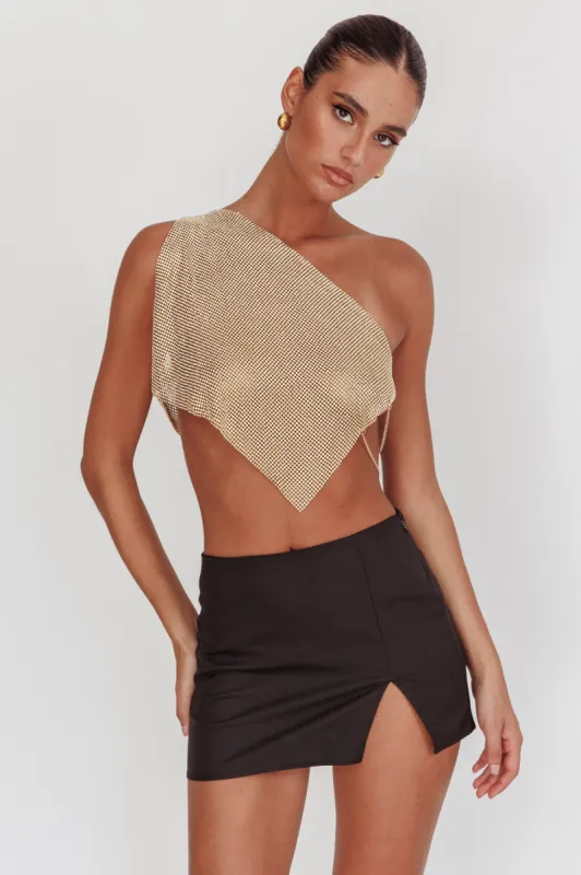 Sun Dial One Shoulder Diamante Top Gold sold by Selfie Leslie