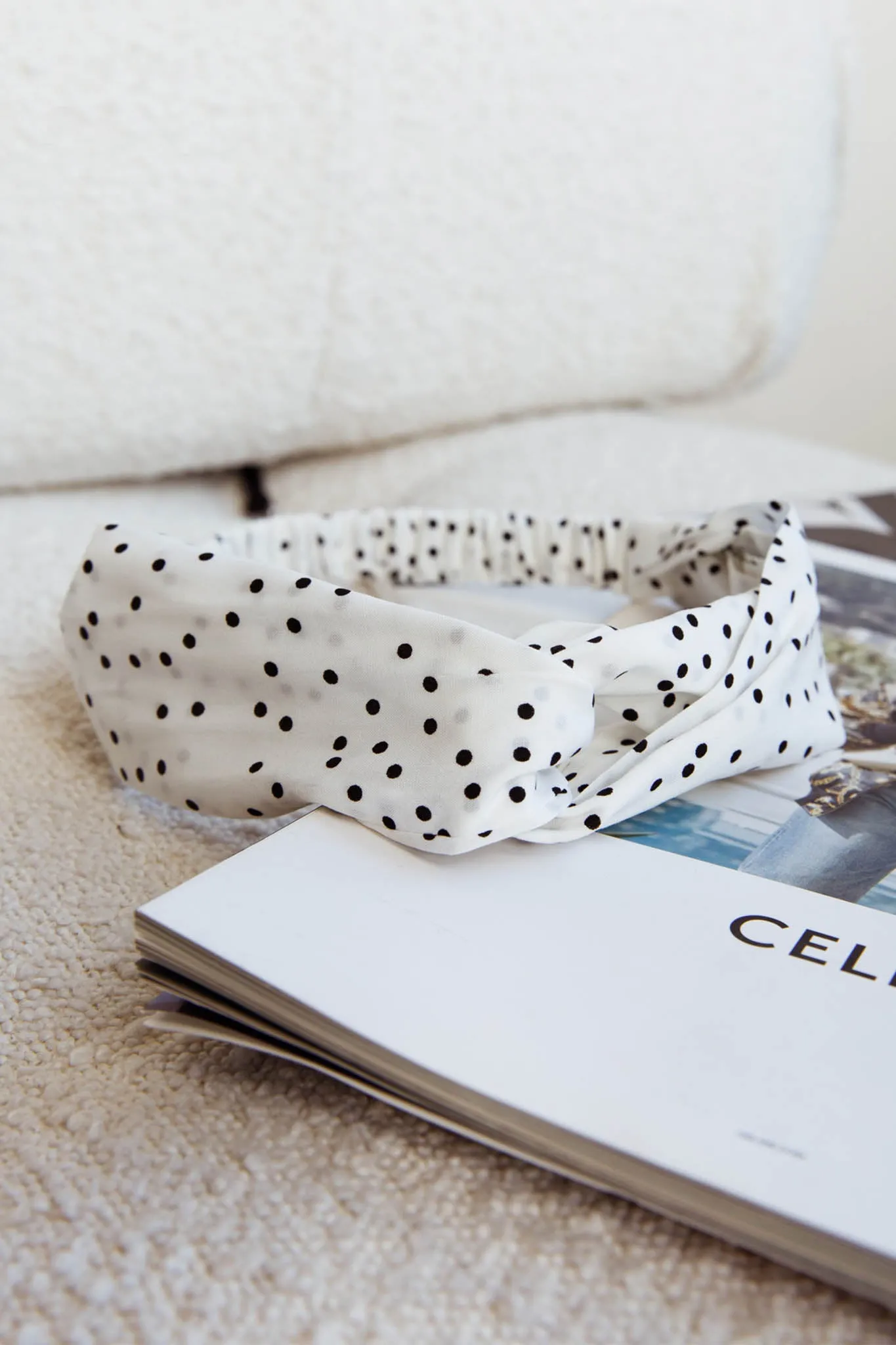 Top Knot Headband Spotted White sold by Selfie Leslie